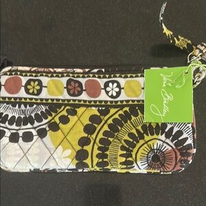 Vera Bradley Yellow and Brown Clutch with Ethnic Patterns